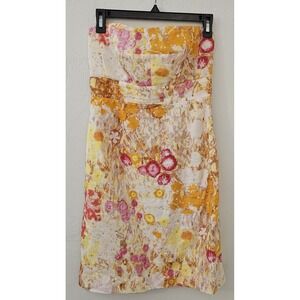J.‎ Crew Sunshine Peony Watercolor Floral Strapless Dress Size 2